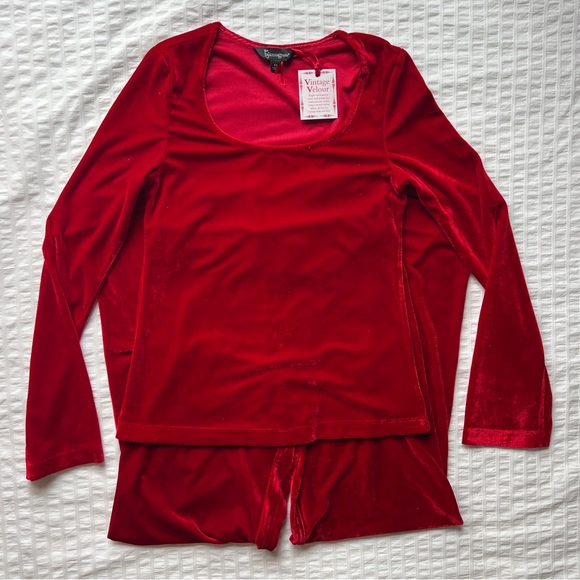 NWT Pajamagram Vintage Velour Ruby Red Long Sleeve PJ Set, XS - Picture 4 of 11